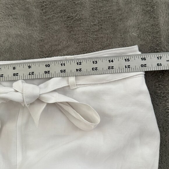 H Halston White Wide Leg Linen Blend Pull On Pants Women's LARGE Vacation Resort - Picture 5 of 7